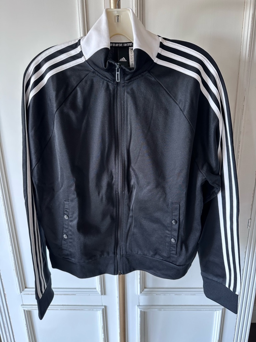 adidas Black and White Zip-Up Track Jacket